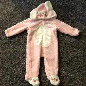 Baby girl fleece bunny suit (brand new, no tags)